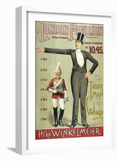 London Pavillion, Piccadilly, 1887. the Tallest Man in the World. Herr Winkelmeier-Henry Evanion-Framed Giclee Print