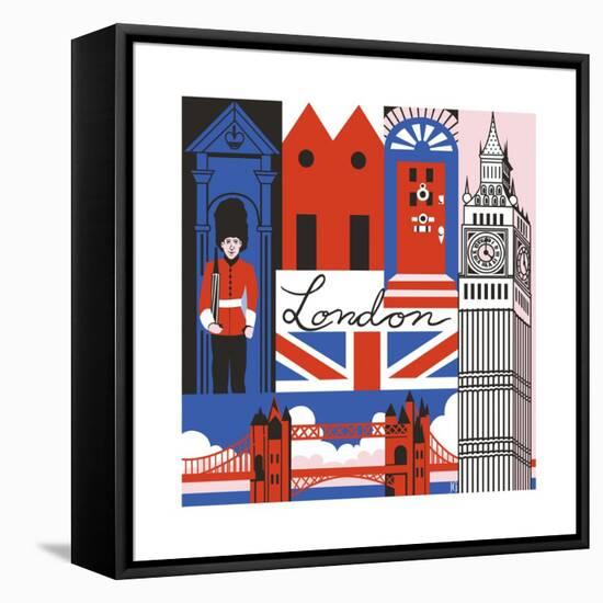 London Print-Julie Goonan-Framed Stretched Canvas