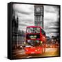 London Red Bus and Big Ben - City of London - UK - England - United Kingdom - Europe-Philippe Hugonnard-Framed Stretched Canvas