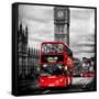 London Red Bus and Big Ben - City of London - UK - England - United Kingdom - Europe-Philippe Hugonnard-Framed Stretched Canvas