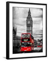 London Red Bus and Big Ben - City of London - UK - England - United Kingdom - Europe-Philippe Hugonnard-Framed Premium Photographic Print