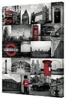 London - Red Collage-null-Stretched Canvas