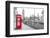 London Red Phone Box and Big Ben on Black and White Landscape-David Bostock-Framed Photographic Print