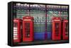 London Red Phone Boxes, Smithfield Market, London, England, United Kingdom, Europe-Mark Mawson-Framed Stretched Canvas