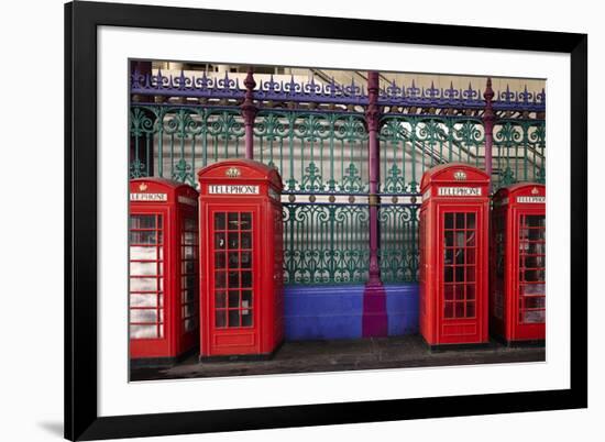 London Red Phone Boxes, Smithfield Market, London, England, United Kingdom, Europe-Mark Mawson-Framed Photographic Print