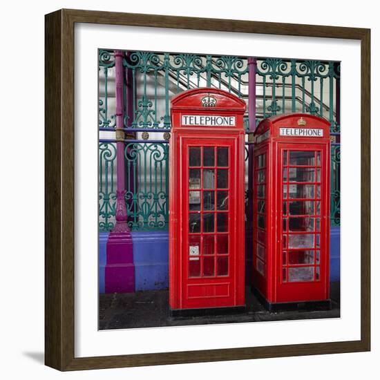 London Red Phone Boxes, Smithfield Market, London, England, United Kingdom, Europe-Mark Mawson-Framed Photographic Print