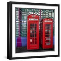 London Red Phone Boxes, Smithfield Market, London, England, United Kingdom, Europe-Mark Mawson-Framed Photographic Print