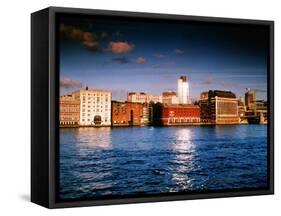 London River Thames the City Shoreline Sunset in Winter-null-Framed Stretched Canvas