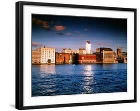 London River Thames the City Shoreline Sunset in Winter-null-Framed Photographic Print