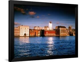 London River Thames the City Shoreline Sunset in Winter-null-Framed Photographic Print