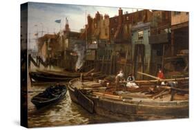 London River - the Limehouse Barge-Builders, 1877-Charles Napier Hemy-Stretched Canvas