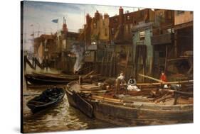 London River - the Limehouse Barge-Builders, 1877-Charles Napier Hemy-Stretched Canvas