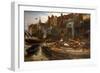 London River - the Limehouse Barge-Builders, 1877-Charles Napier Hemy-Framed Giclee Print