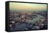 London Rooftop View Panorama at Sunset with Urban Architectures and Thames River.-Songquan Deng-Framed Stretched Canvas