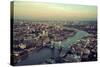 London Rooftop View Panorama at Sunset with Urban Architectures and Thames River.-Songquan Deng-Stretched Canvas