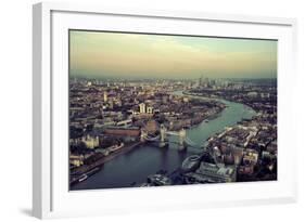 London Rooftop View Panorama at Sunset with Urban Architectures and Thames River.-Songquan Deng-Framed Photographic Print