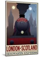 London- Scotland Hogwarts Express Retro Travel Poster-null-Mounted Poster