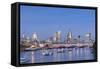 London Skyline and River Thames at Dusk, London, England-null-Framed Stretched Canvas