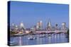 London Skyline and River Thames at Dusk, London, England-null-Stretched Canvas