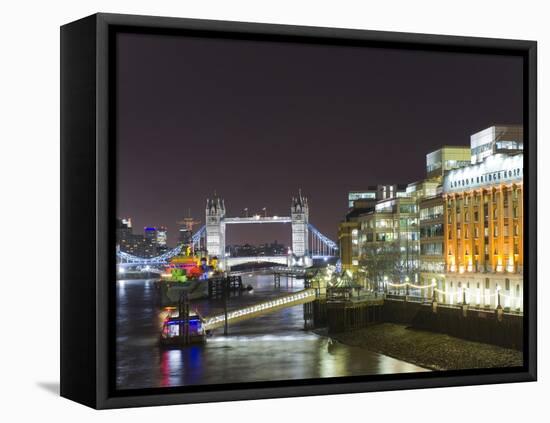 London Skyline at Night, London, England, United Kingdom, Europe-Graham Lawrence-Framed Stretched Canvas