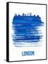 London Skyline Brush Stroke - Blue-NaxArt-Framed Stretched Canvas