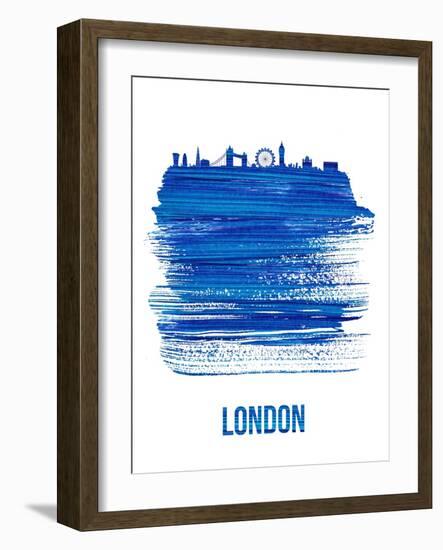 London Skyline Brush Stroke - Blue-NaxArt-Framed Art Print