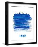 London Skyline Brush Stroke - Blue-NaxArt-Framed Art Print