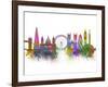 London Skyline Rainbow Bright-Fab Funky-Framed Art Print