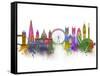 London Skyline Rainbow Bright-Fab Funky-Framed Stretched Canvas