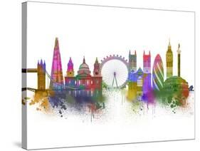 London Skyline Rainbow Bright-Fab Funky-Stretched Canvas