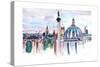 London Skyline with Big Ben and Nelson Column-Markus Bleichner-Stretched Canvas