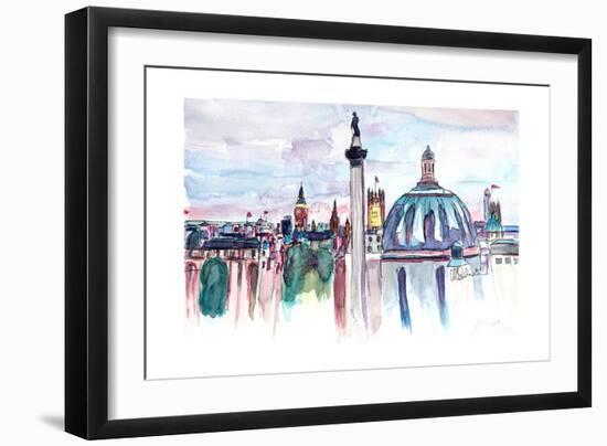 London Skyline with Big Ben and Nelson Column-Markus Bleichner-Framed Art Print