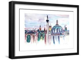 London Skyline with Big Ben and Nelson Column-Markus Bleichner-Framed Art Print