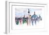 London Skyline with Big Ben and Nelson Column-Markus Bleichner-Framed Art Print