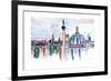 London Skyline with Big Ben and Nelson Column-Markus Bleichner-Framed Art Print