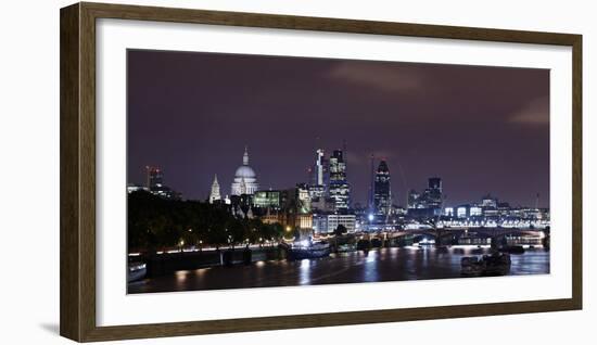 London, Skyline with St Paul's Cathedral, the Thames, at Night, London, England, Uk-Axel Schmies-Framed Photographic Print