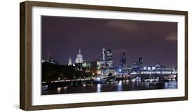 London, Skyline with St Paul's Cathedral, the Thames, at Night, London, England, Uk-Axel Schmies-Framed Photographic Print