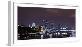 London, Skyline with St Paul's Cathedral, the Thames, at Night, London, England, Uk-Axel Schmies-Framed Photographic Print