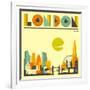 London Skyline-Jazzberry Blue-Framed Art Print