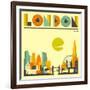 London Skyline-Jazzberry Blue-Framed Art Print