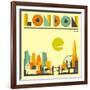 London Skyline-Jazzberry Blue-Framed Art Print