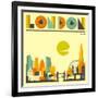 London Skyline-Jazzberry Blue-Framed Art Print