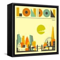 London Skyline-Jazzberry Blue-Framed Stretched Canvas