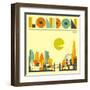 London Skyline-Jazzberry Blue-Framed Art Print