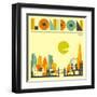 London Skyline-Jazzberry Blue-Framed Art Print