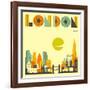 London Skyline-Jazzberry Blue-Framed Art Print