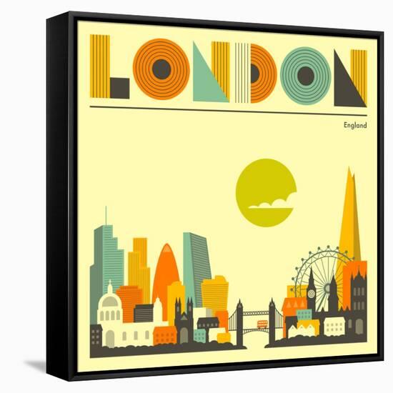 London Skyline-Jazzberry Blue-Framed Stretched Canvas