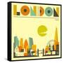 London Skyline-Jazzberry Blue-Framed Stretched Canvas