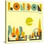 London Skyline-Jazzberry Blue-Stretched Canvas