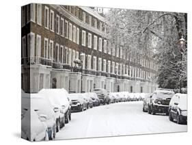 London Street in Snow, Notting Hill, London, England, United Kingdom, Europe-Mark Mawson-Stretched Canvas